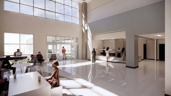 A rendering of the expanded main lobby